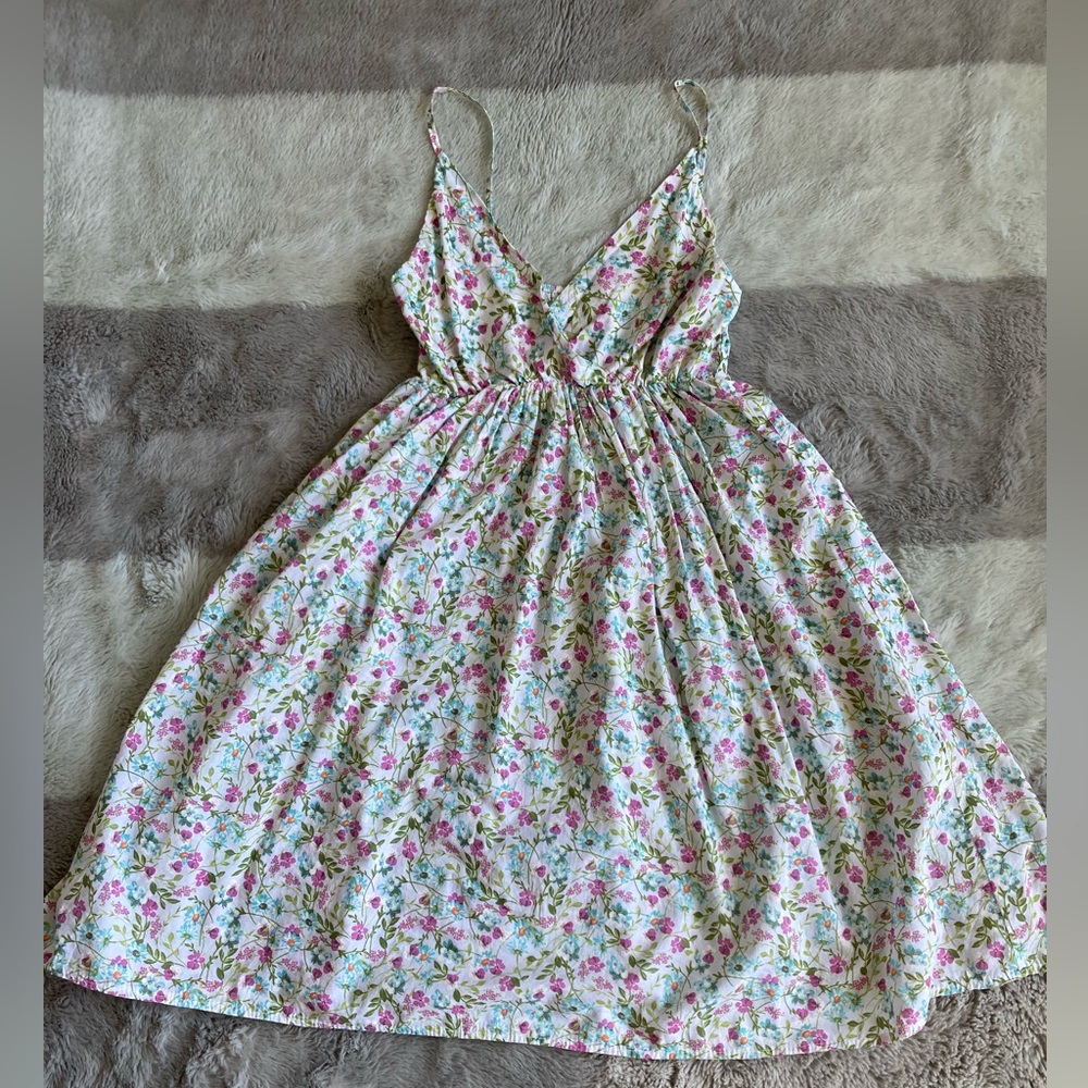 NWOT—100% Cotton Floral Spaghetti Strap Sundress—Made in Italy